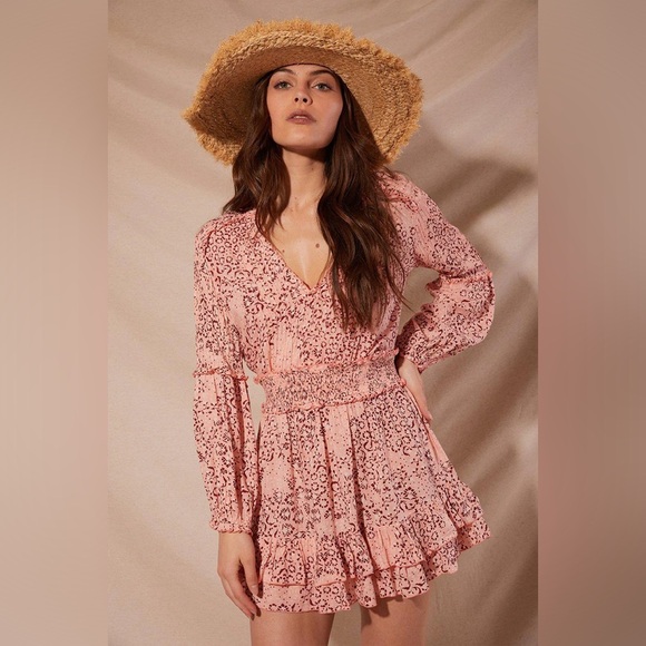 Poupette St Barth Ilona Mini Dress - Pink Print - Size Medium - NWT - Picture 1 of 14
